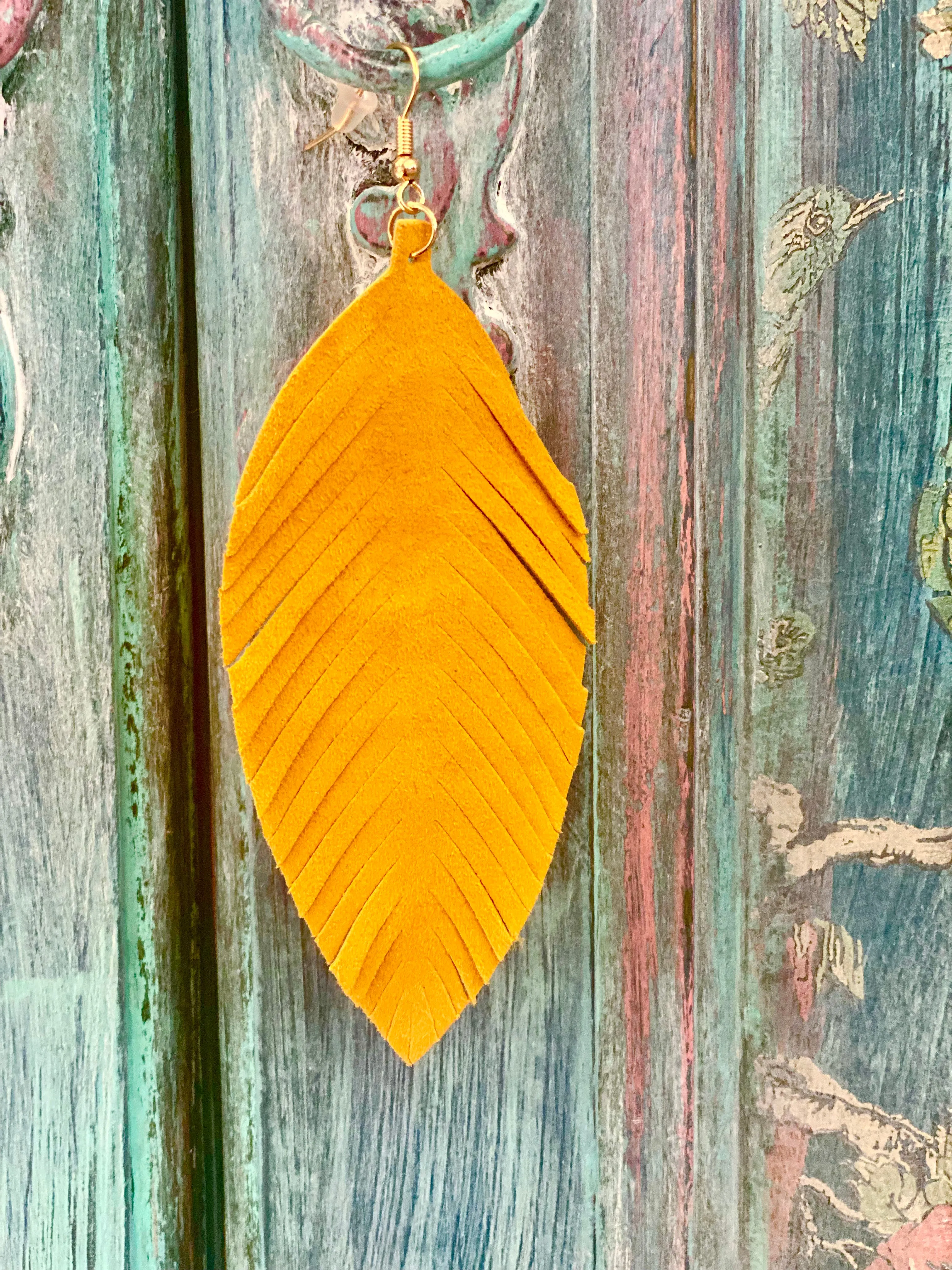 Leather Feather earrings