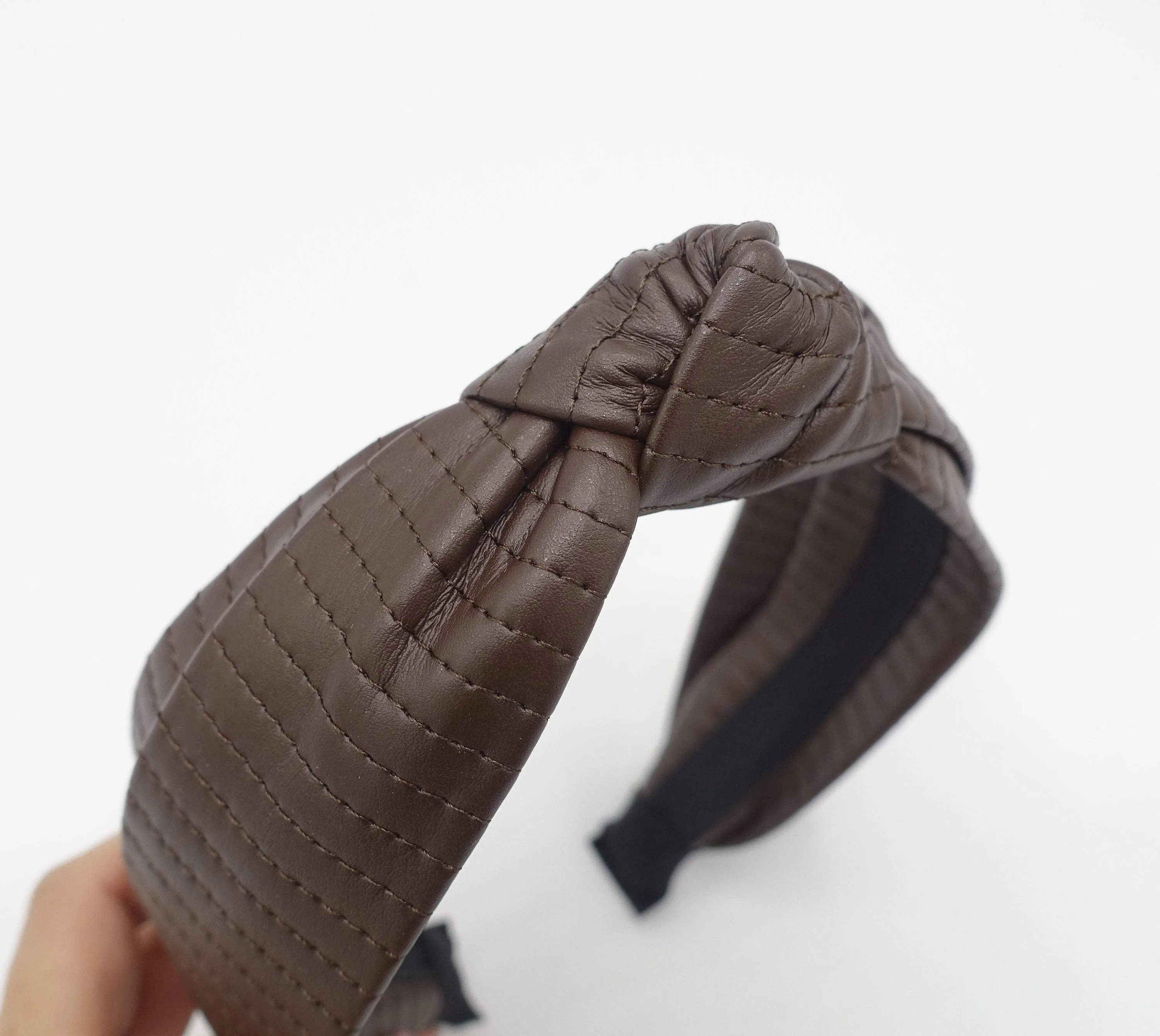 leather headband stitched top knot hairband Fall Winter headband for women ish Fall Winter hairband women hair accessories