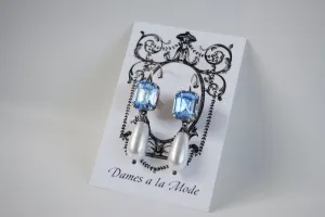 Light Blue Crystal and Pearl Earrings