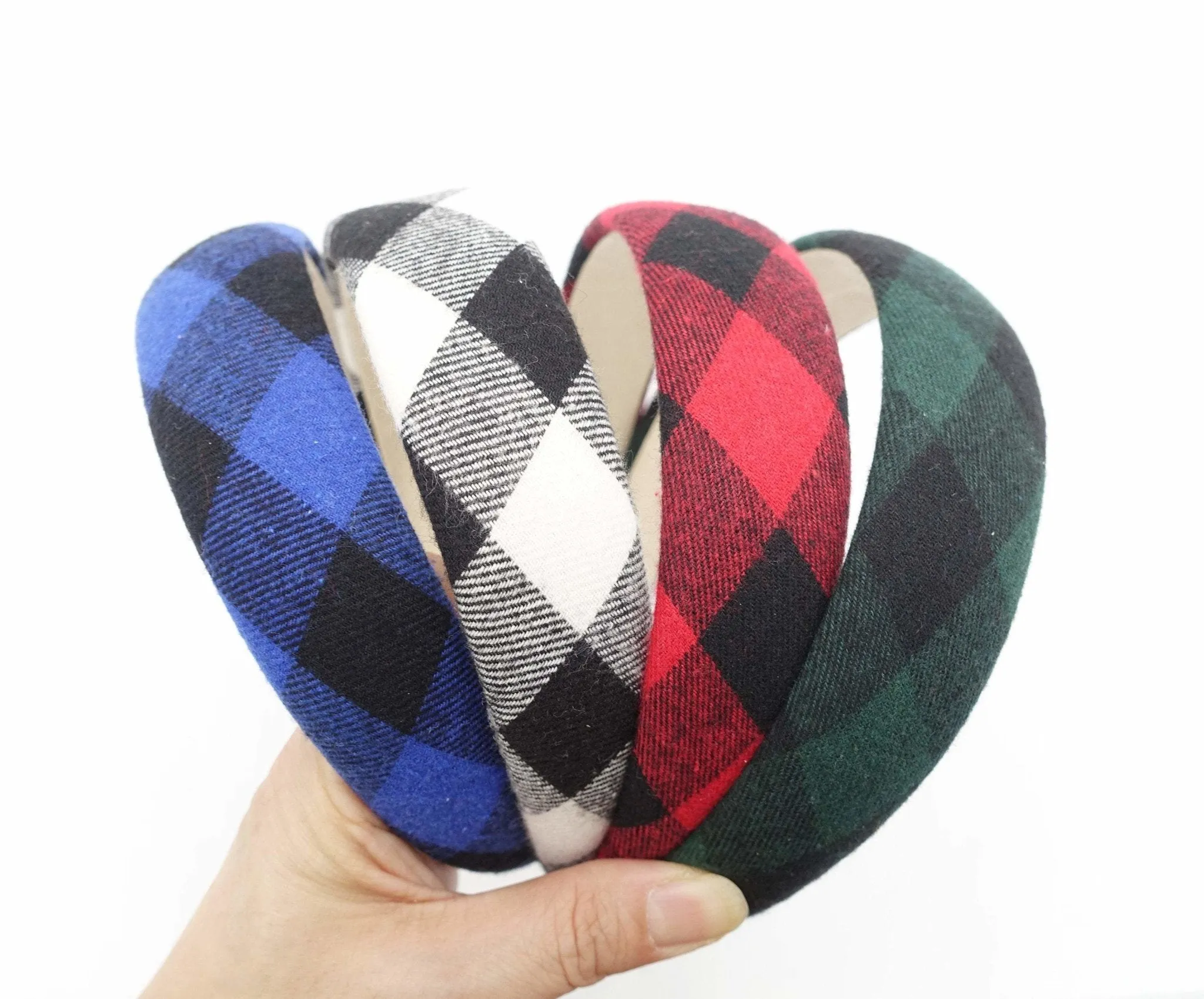 lightly padded woolen argyle check headband headband women hairband Fall Winter hair accessory