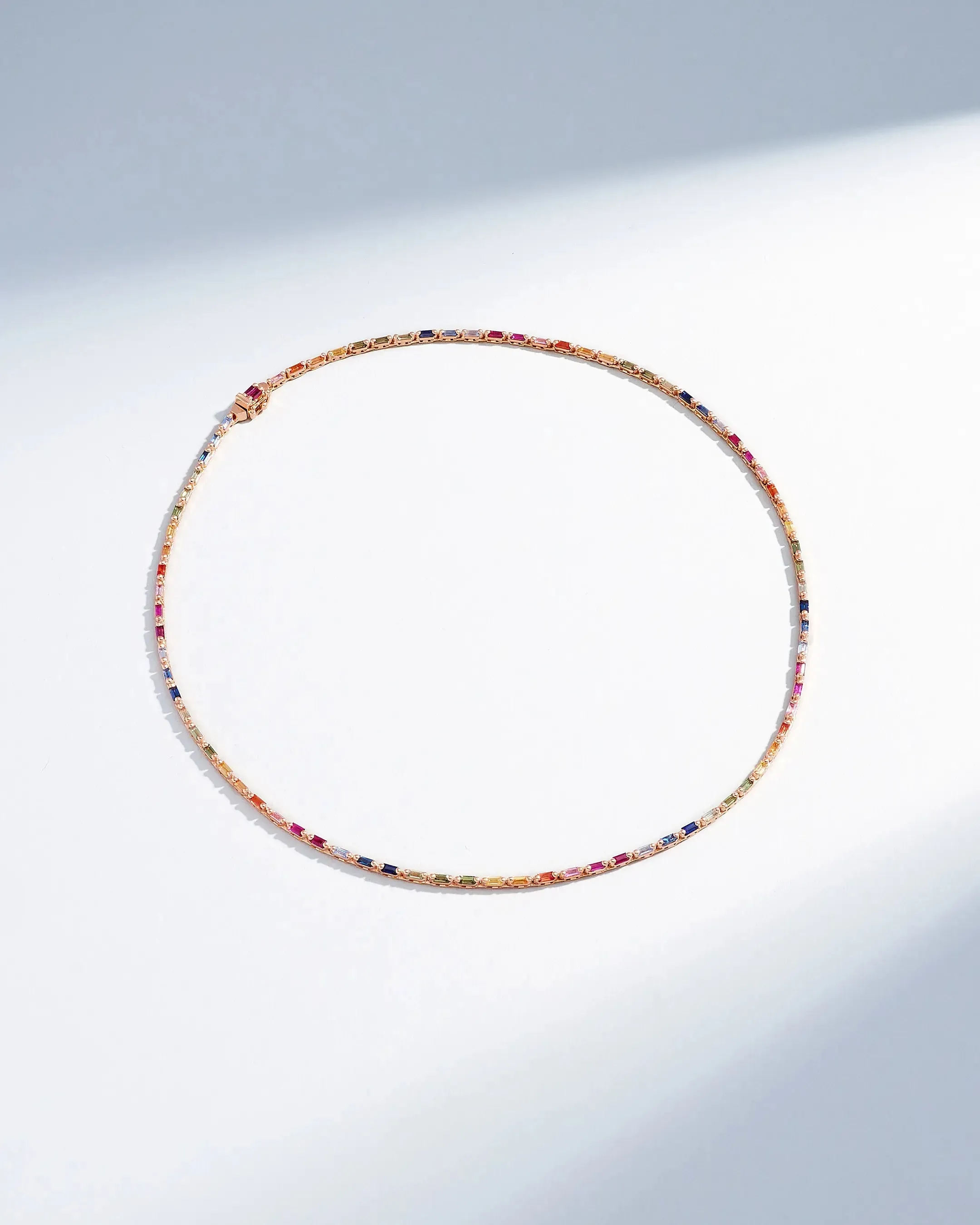 Linear Full Rainbow Sapphire Tennis Necklace