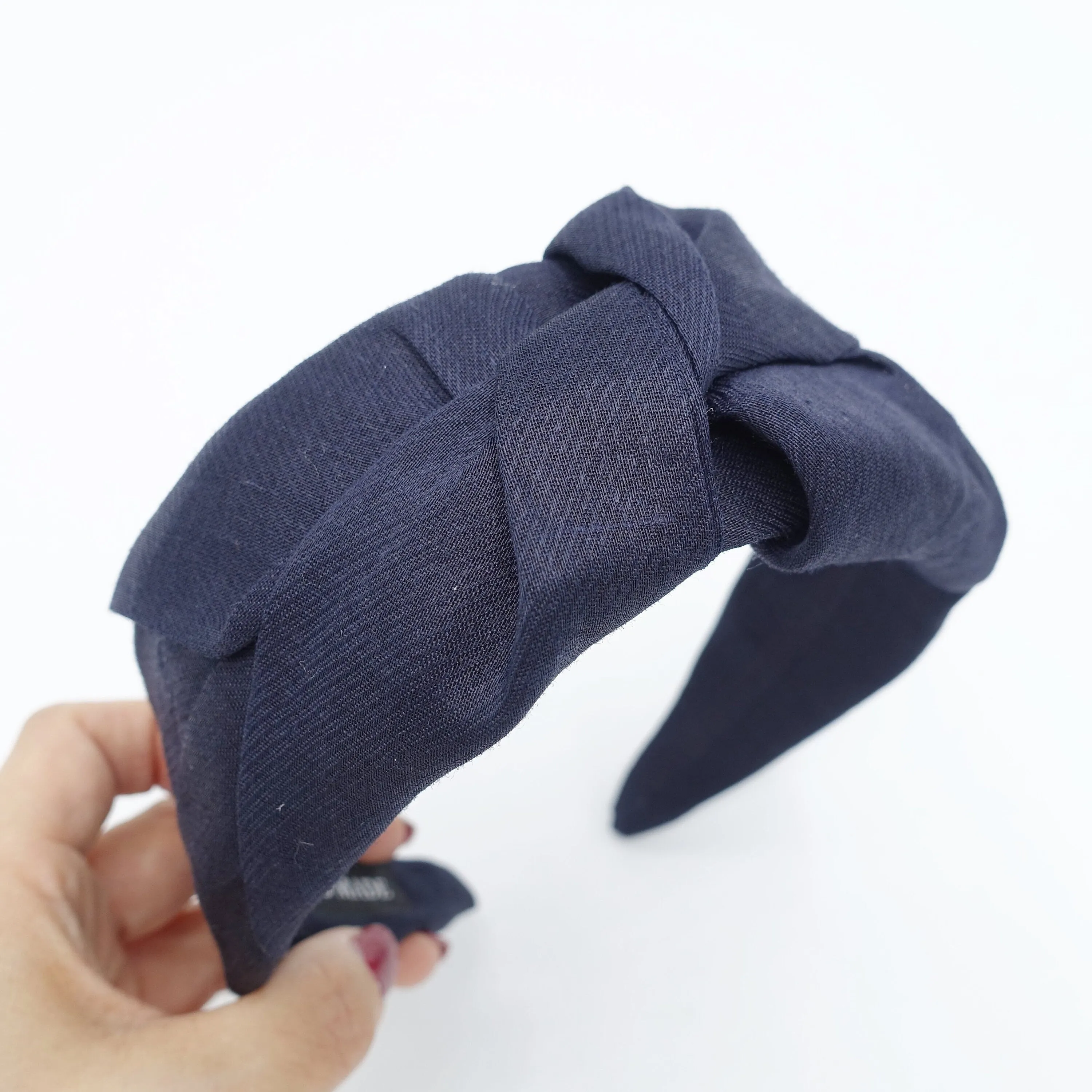 Linen blend headband front cross twist hairband solid hair accessory for women