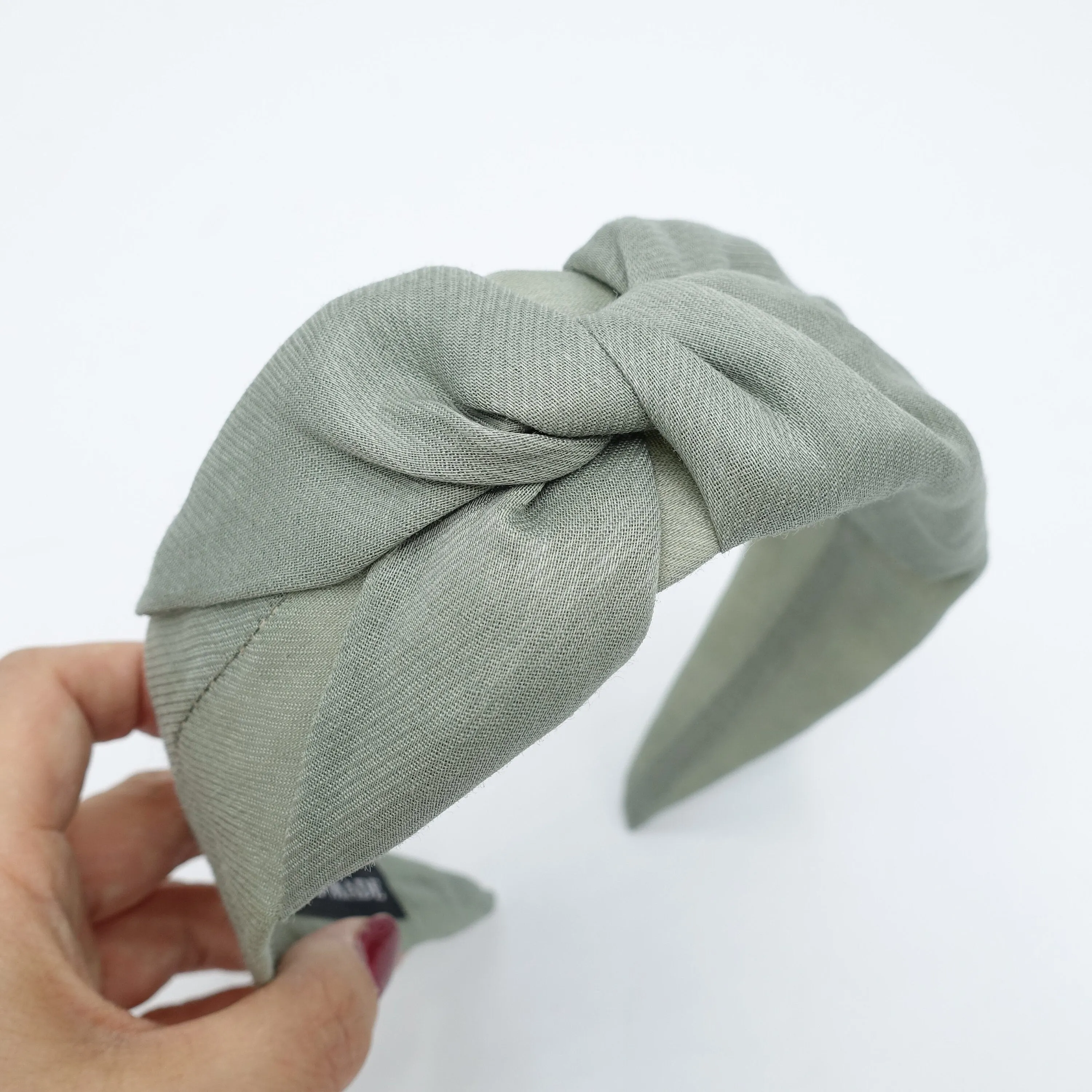 Linen blend headband front cross twist hairband solid hair accessory for women