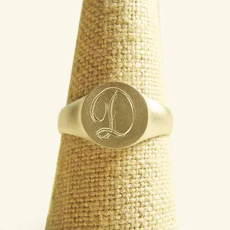 <!--RG450-->round personalized signet ring 14k