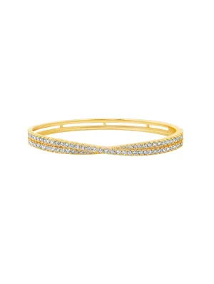 Luminous Crossed Bangle in Gold