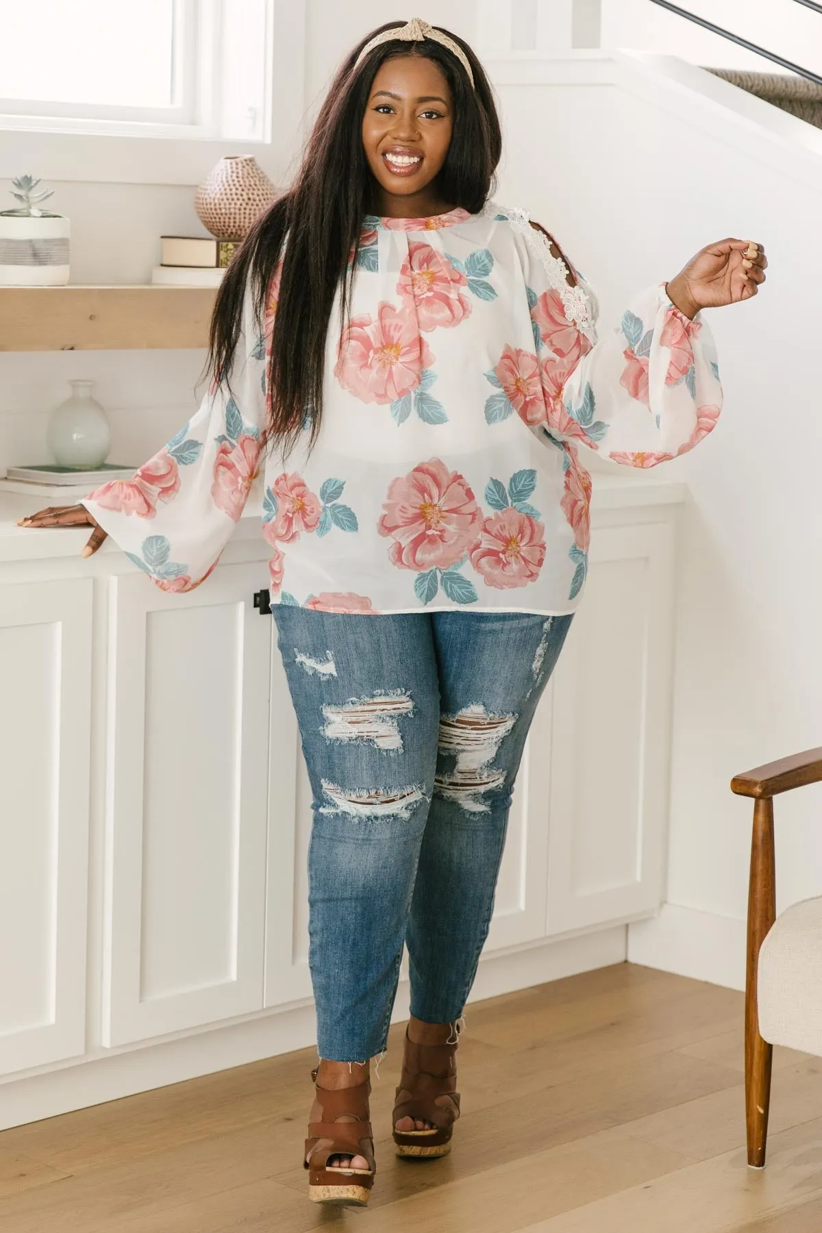 Maisy Floral Blouse in Ivory