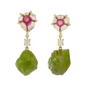 Manyara 18K Gold One of a Kind Gemstone Earrings