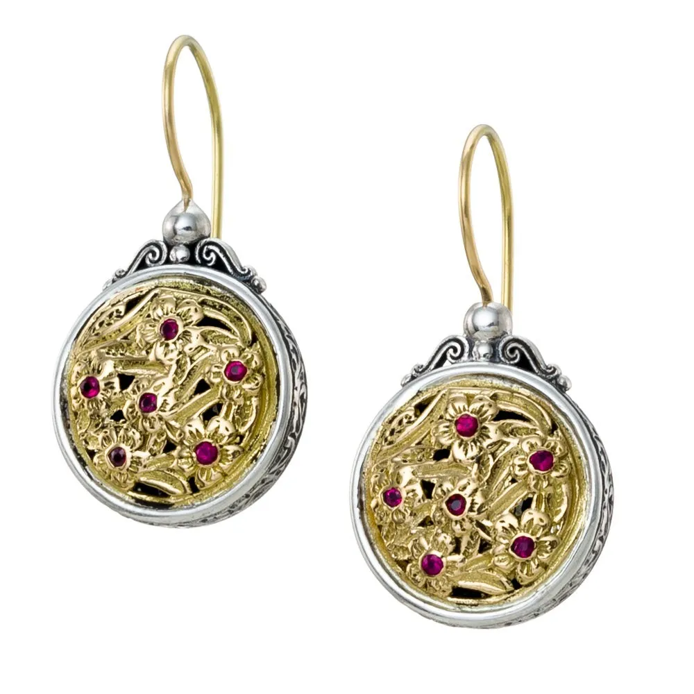 Meadow Shadows Ruby Round Earrings