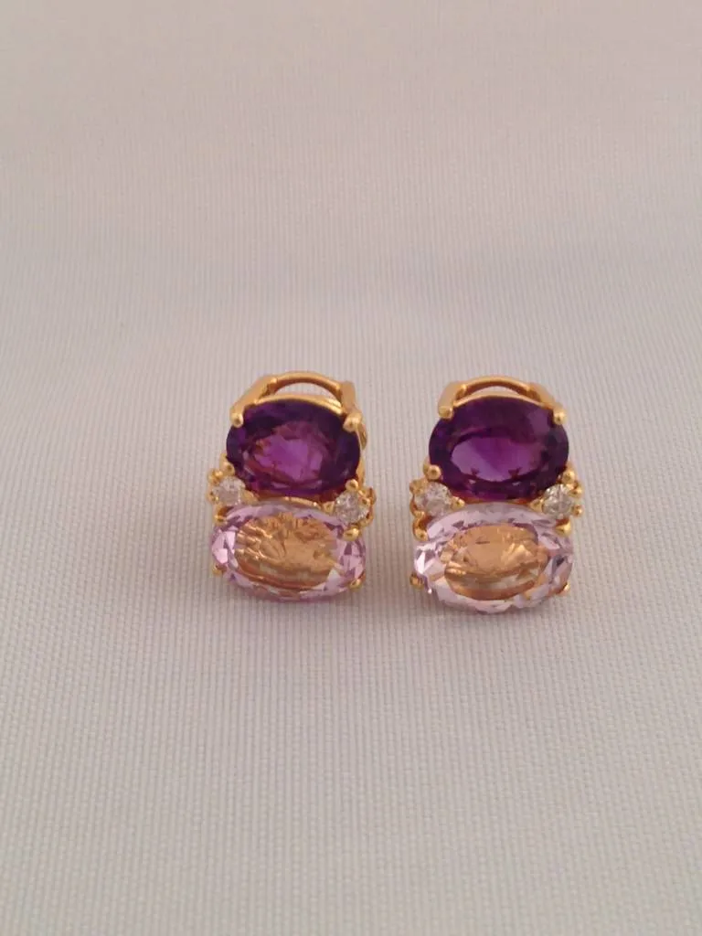 Medium GUM DROP™ Earrings with Amethyst and Pale Amethyst and Diamonds