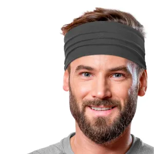 Men's Headbands Cotton Jersey 5" Wide Sports Fitness Yoga Made in the USA Charcoal