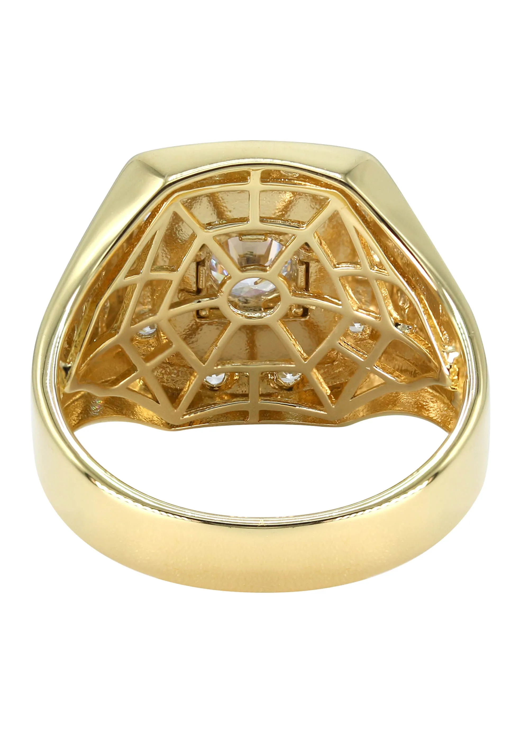 Mens Silver CZ Gold Signet Ring | Appx 8.4 Grams