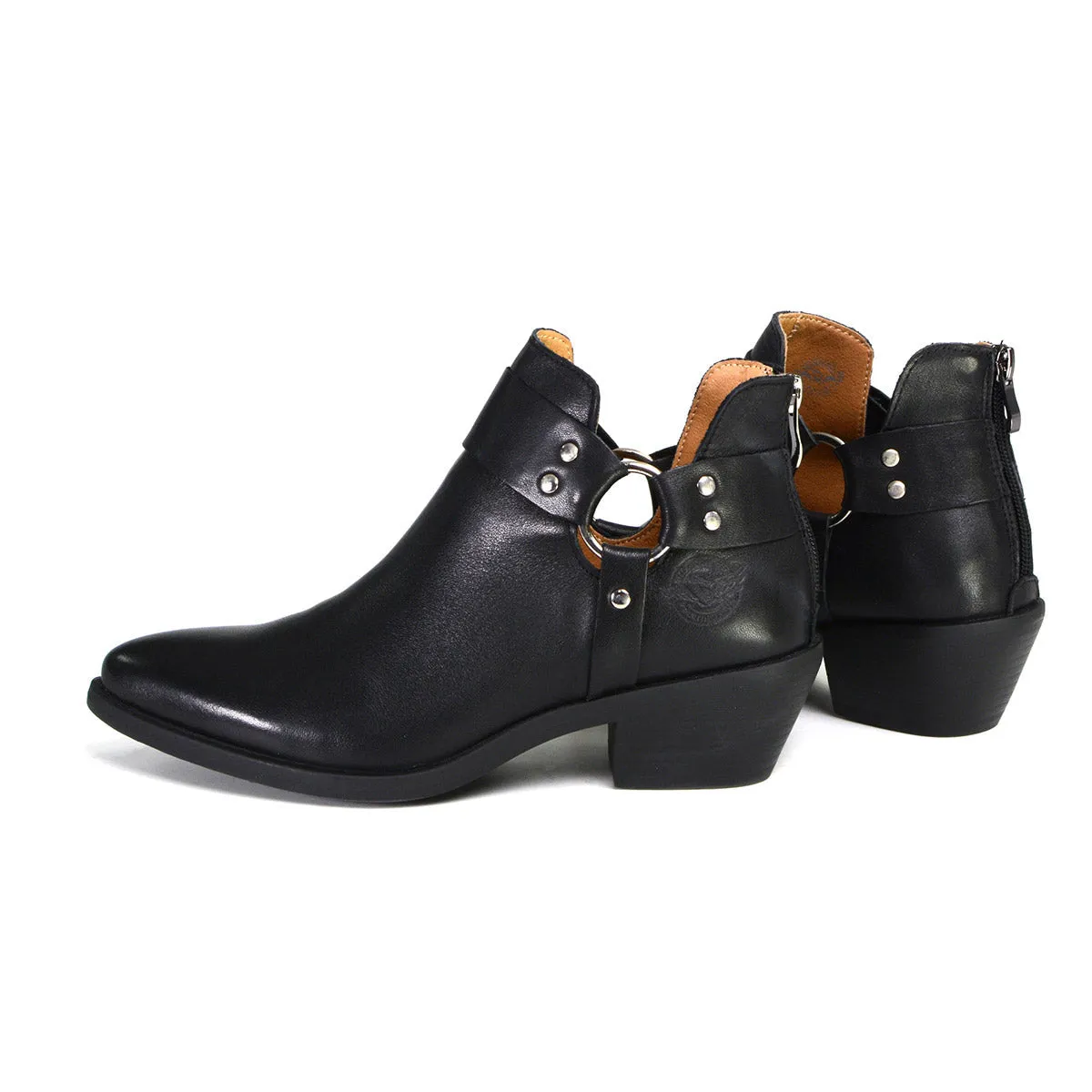 Milwaukee Performance Leather MBL9443 Women's 'Sleek' Black Leather Harness Ring Shoe