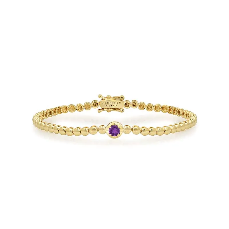 Mini Bezel Tennis Bracelet With Illusion Set Amethyst Center