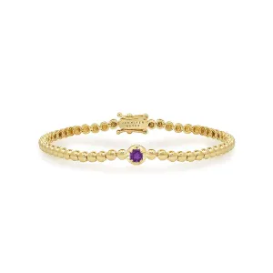 Mini Bezel Tennis Bracelet With Illusion Set Amethyst Center