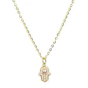 Mini Hamsa Hand Necklace With Crystals