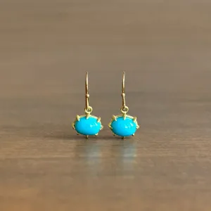 Mini Oval Sleeping Beauty Turquoise Earrings