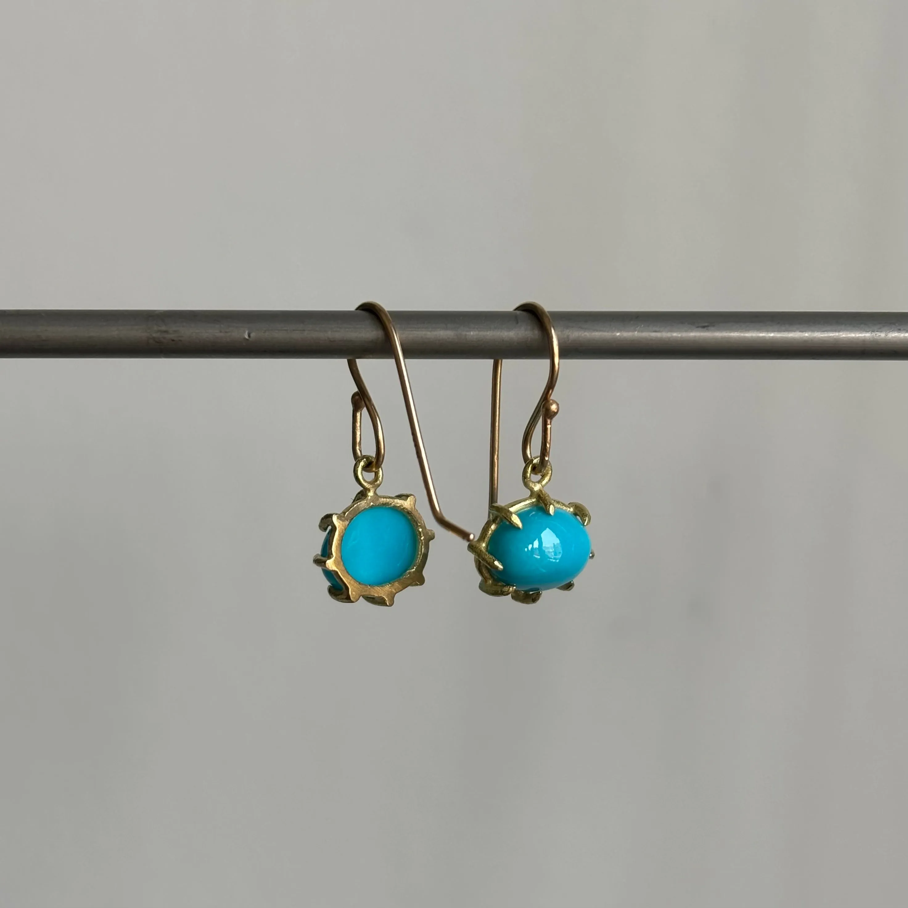 Mini Oval Sleeping Beauty Turquoise Earrings