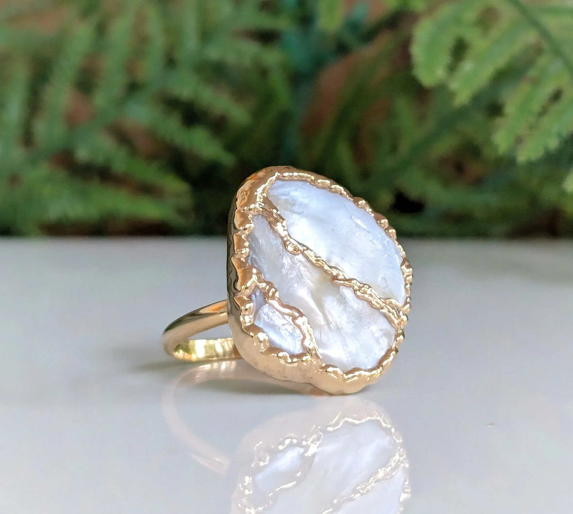 Mother of Pearl Kintsugi ring