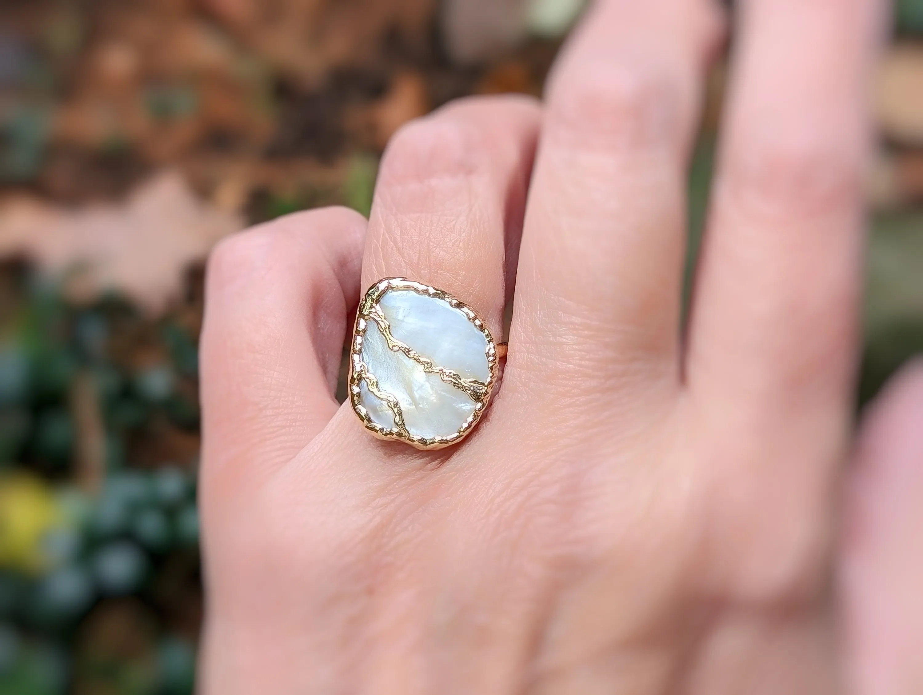 Mother of Pearl Kintsugi ring