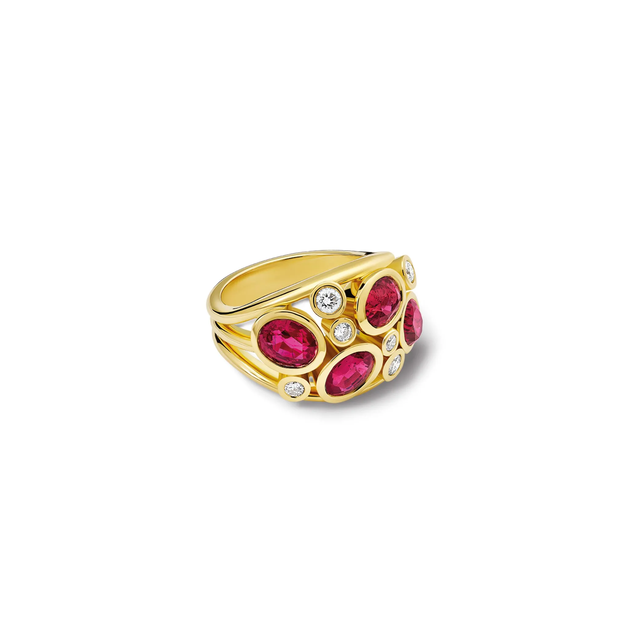 Multi Aeneus Ring 18ct Yellow Gold - Ruby & Diamond