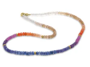 Multi Rainbow Sapphire Beaded Necklace