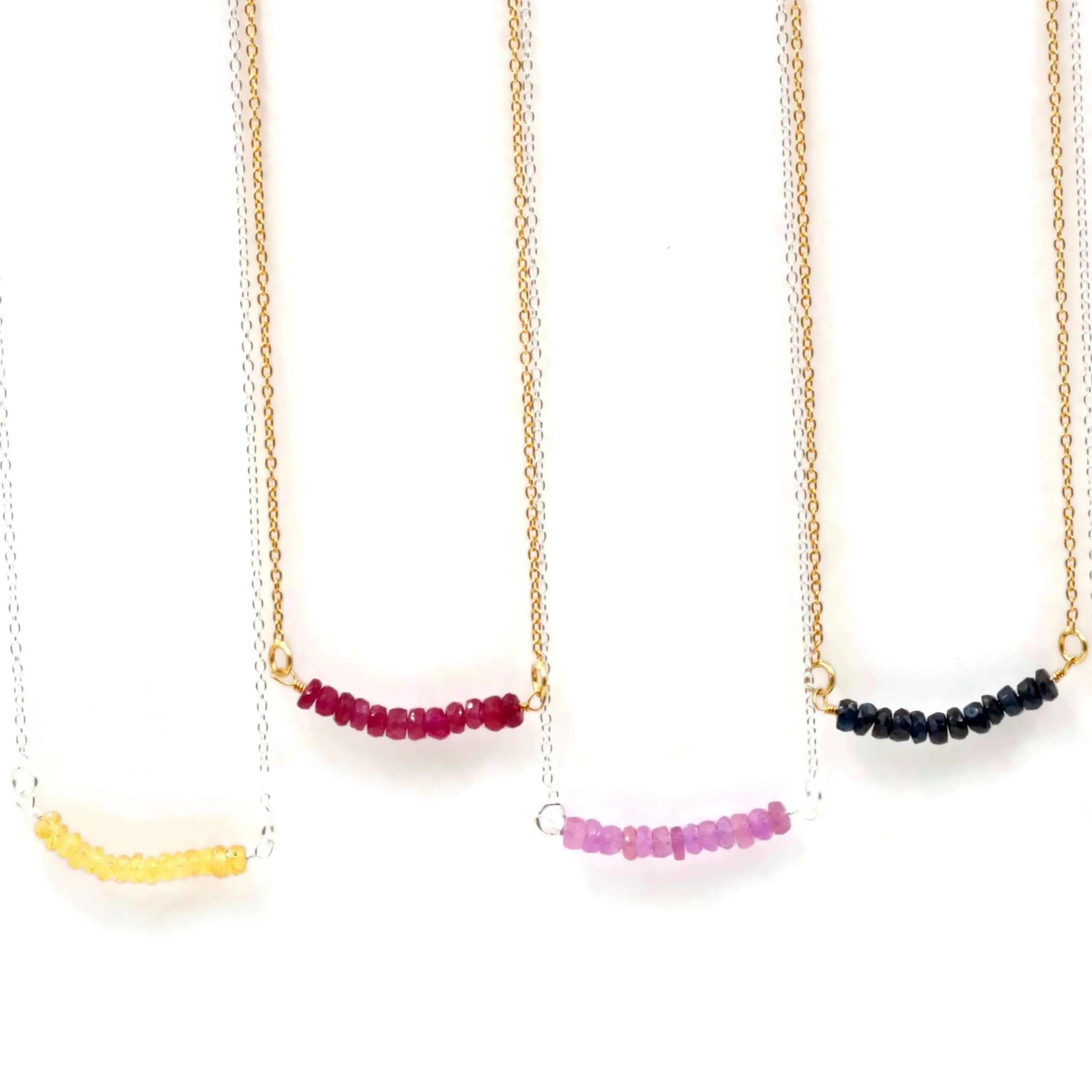 Natural Birthstone Necklace Sapphire Ruby & Emerald Necklace Dainty Necklace Birthstone jewelry healing necklace Adjustable necklace SKU: 6142205 – 6142211