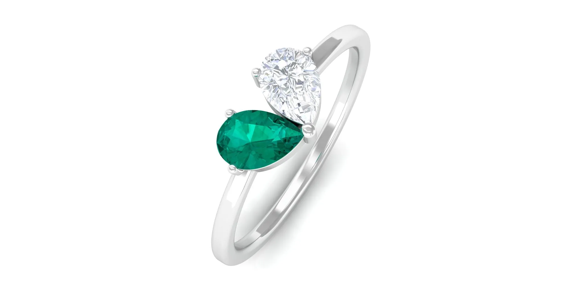 Natural Emerald Toi Et Moi Promise Ring