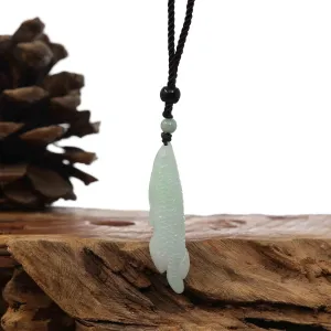 Natural Green Jadeite Jade "Fish" Pendant Necklace