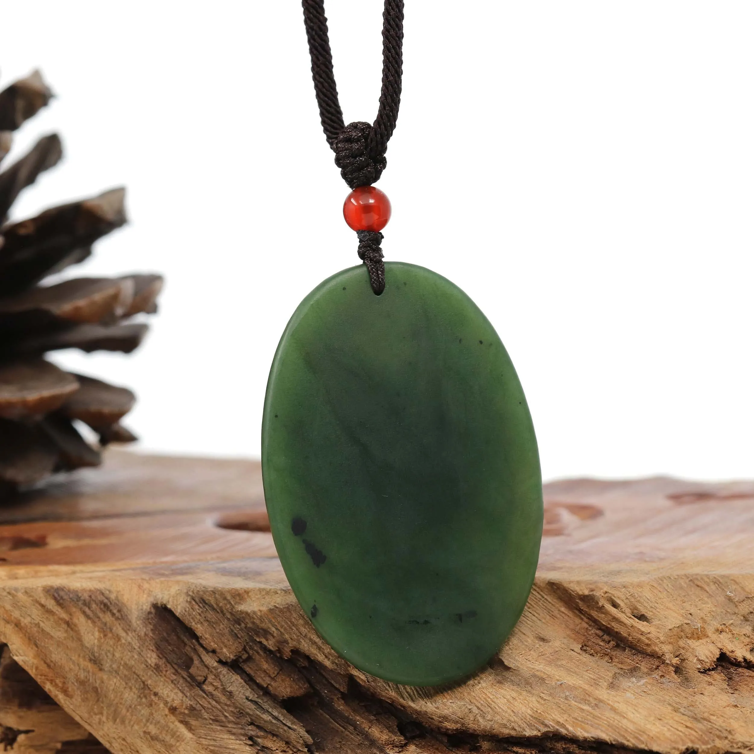 Natural Jade 12 Zodiac: Nephrite Jade Dragon Pendant Necklace in Deep Green