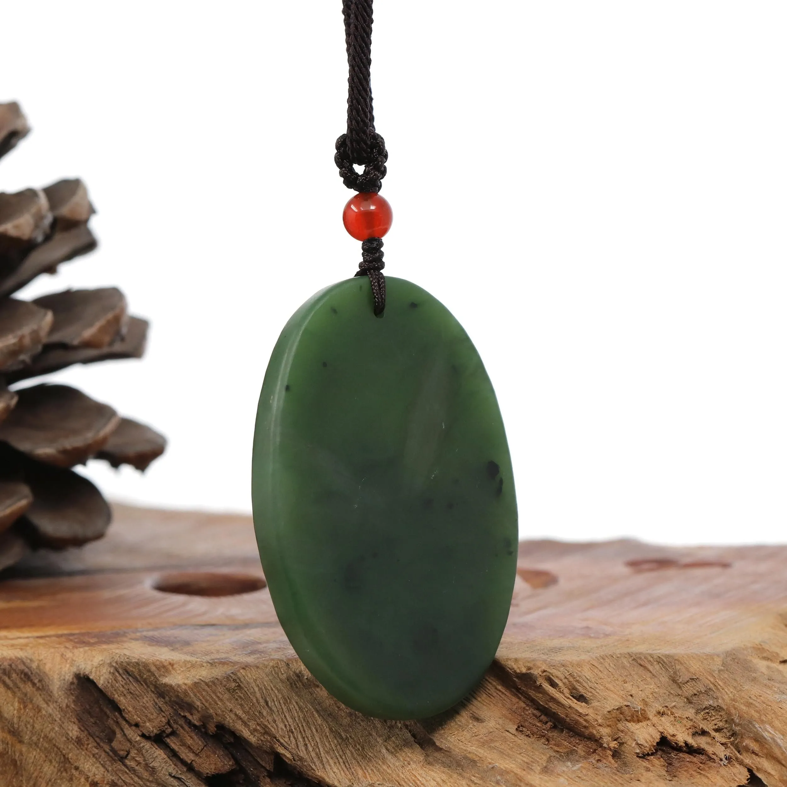 Natural Jade 12 Zodiac: Nephrite Jade Rabbit Pendant Necklace in Deep Green