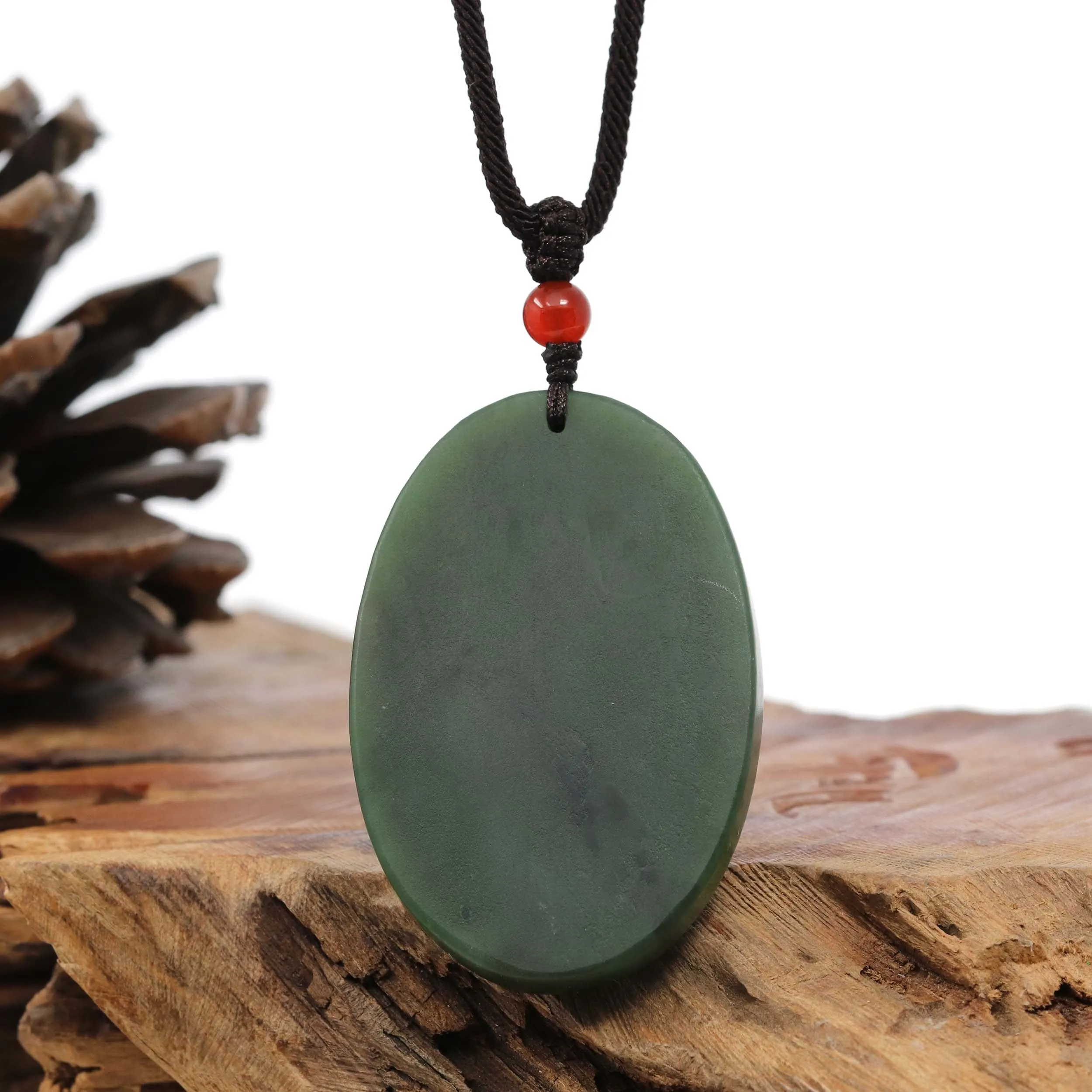 Natural Jade 12 Zodiac: Nephrite Jade Rat Pendant Necklace in Deep Green