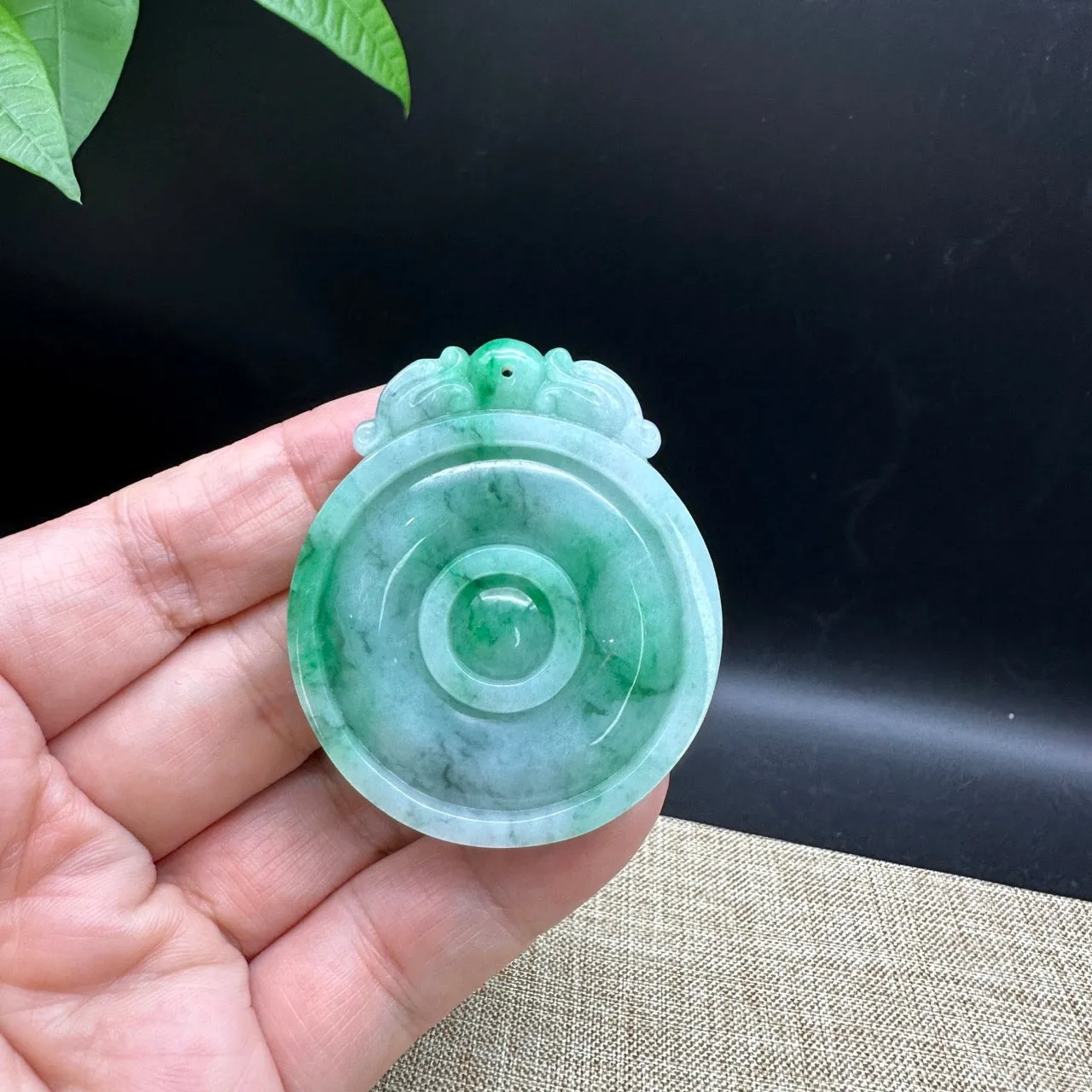 Natural Light  Jadeite Jade Fu Bei Pendant Necklace