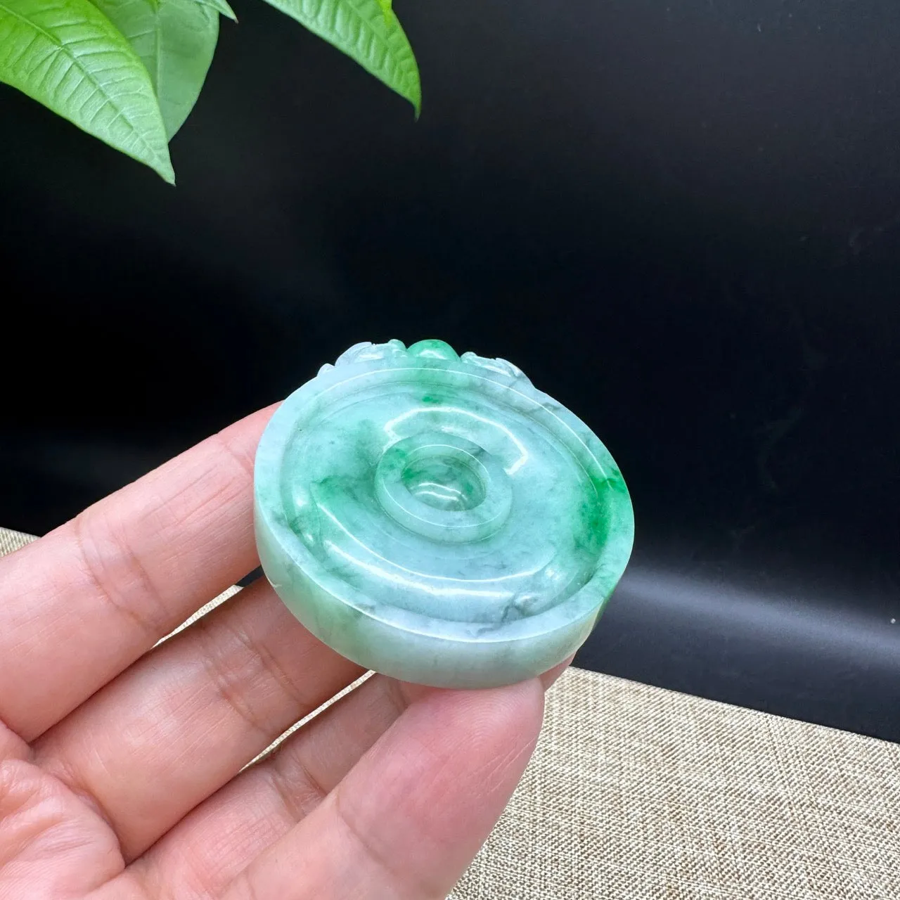 Natural Light  Jadeite Jade Fu Bei Pendant Necklace