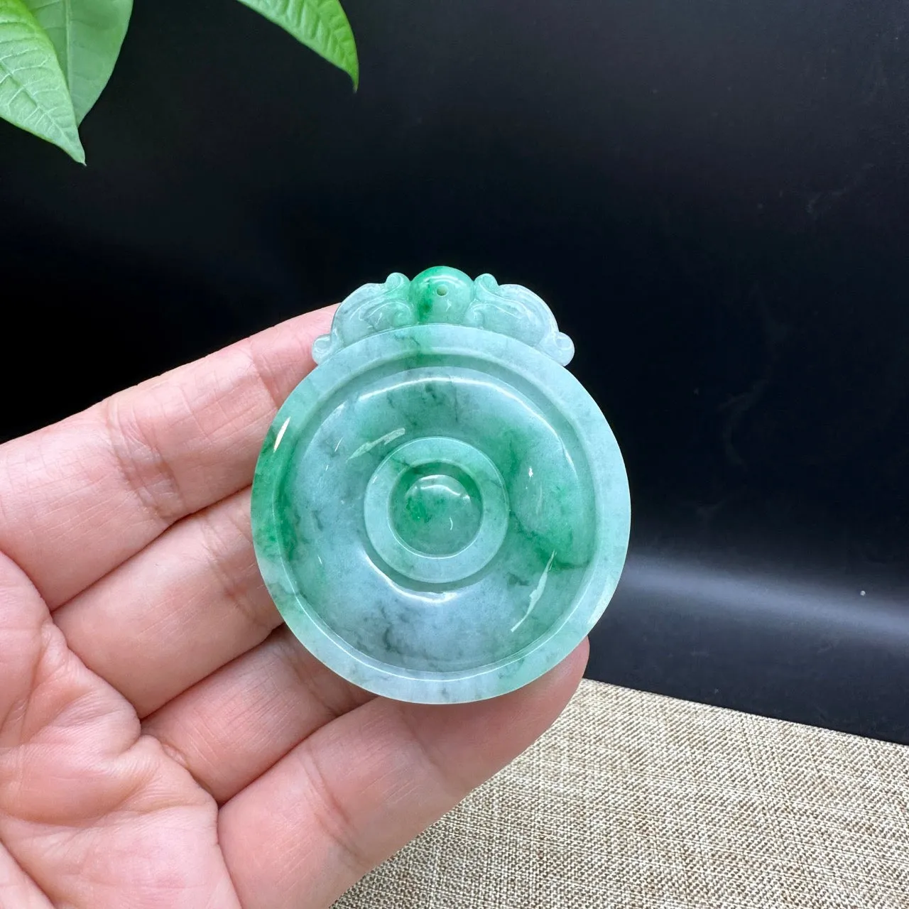 Natural Light  Jadeite Jade Fu Bei Pendant Necklace