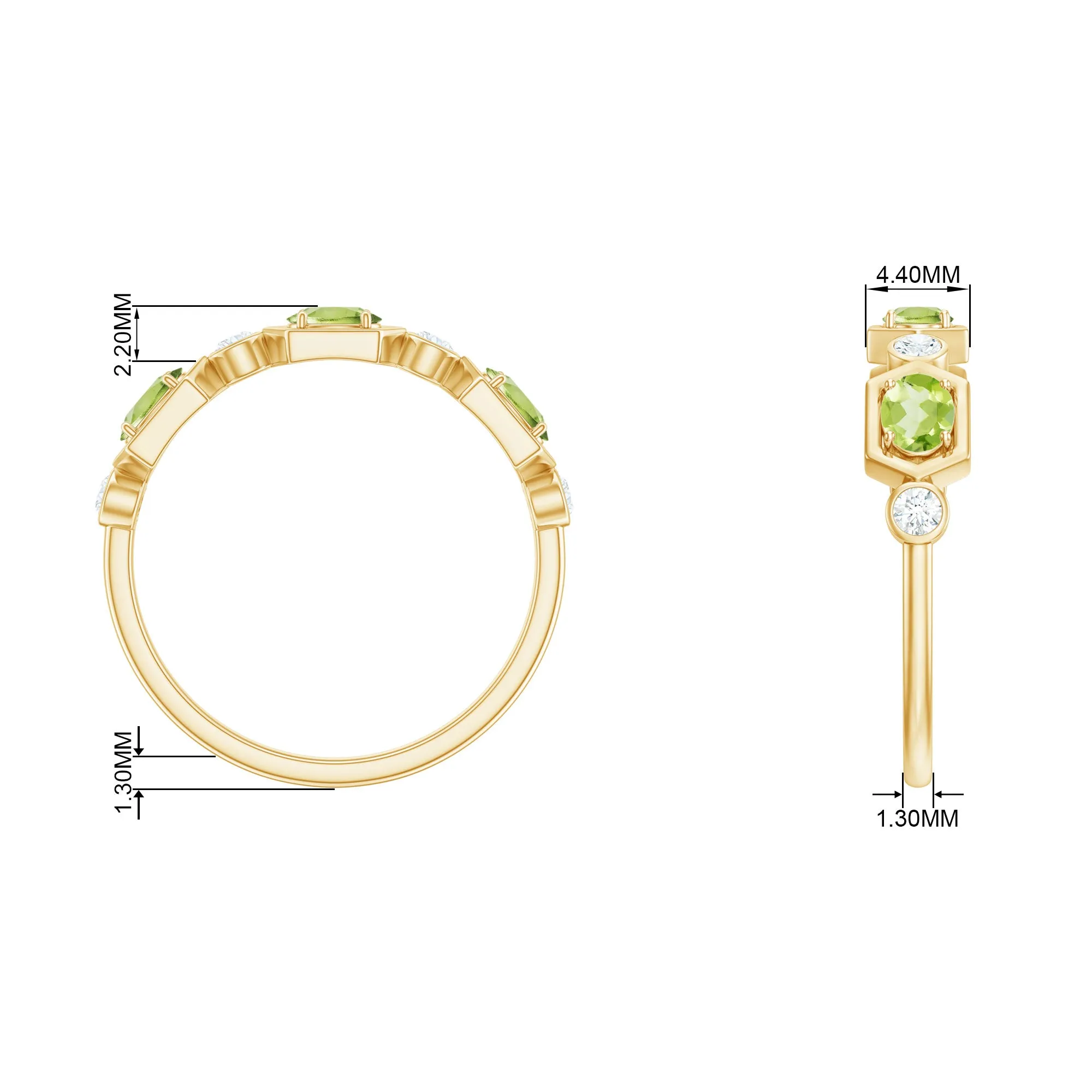 Natural Peridot and Diamond Eternity Wedding Band