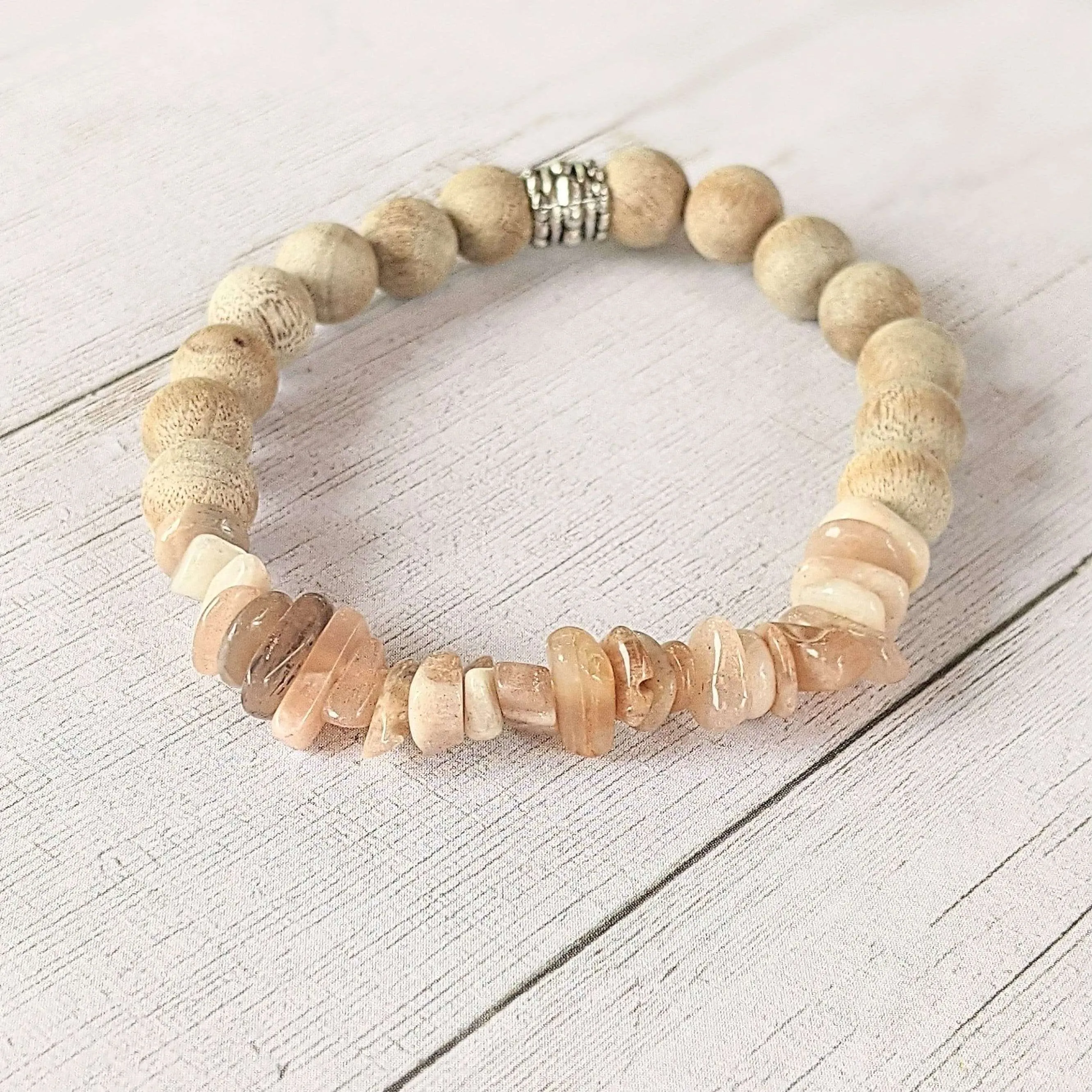 Natural Sunstone Gemstone Chip Diffuser Bracelet- Empowerment Bracelet