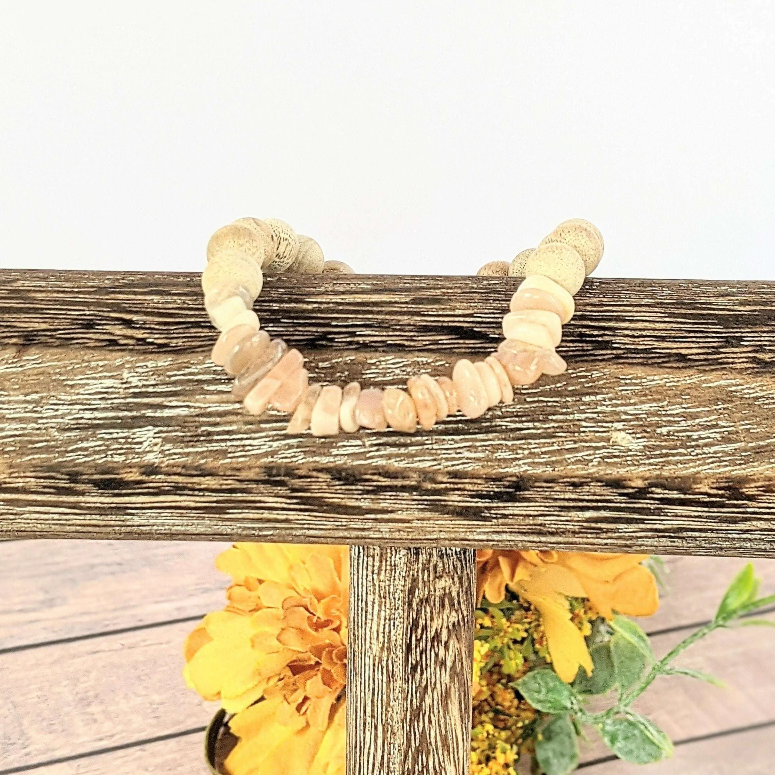 Natural Sunstone Gemstone Chip Diffuser Bracelet- Empowerment Bracelet