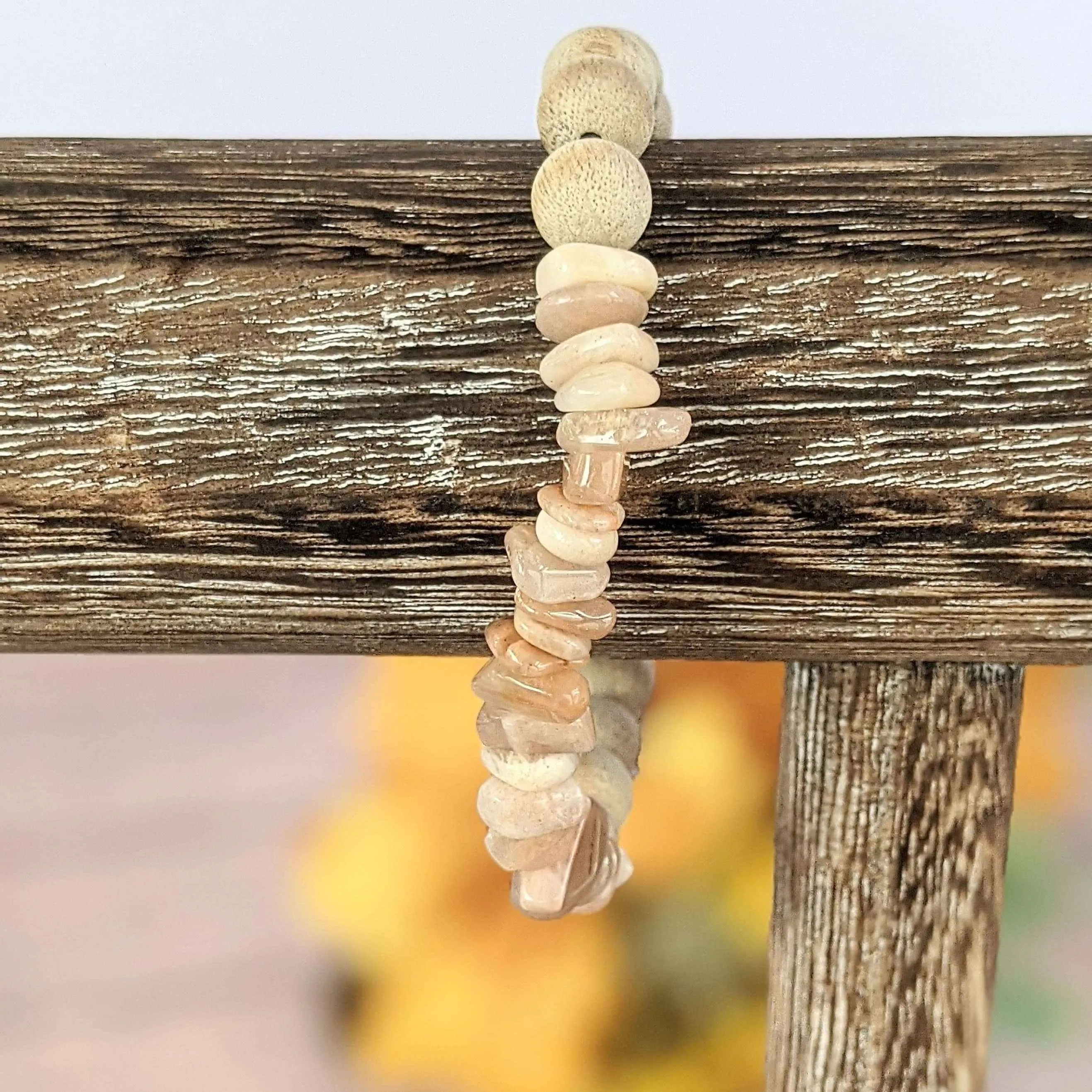 Natural Sunstone Gemstone Chip Diffuser Bracelet- Empowerment Bracelet