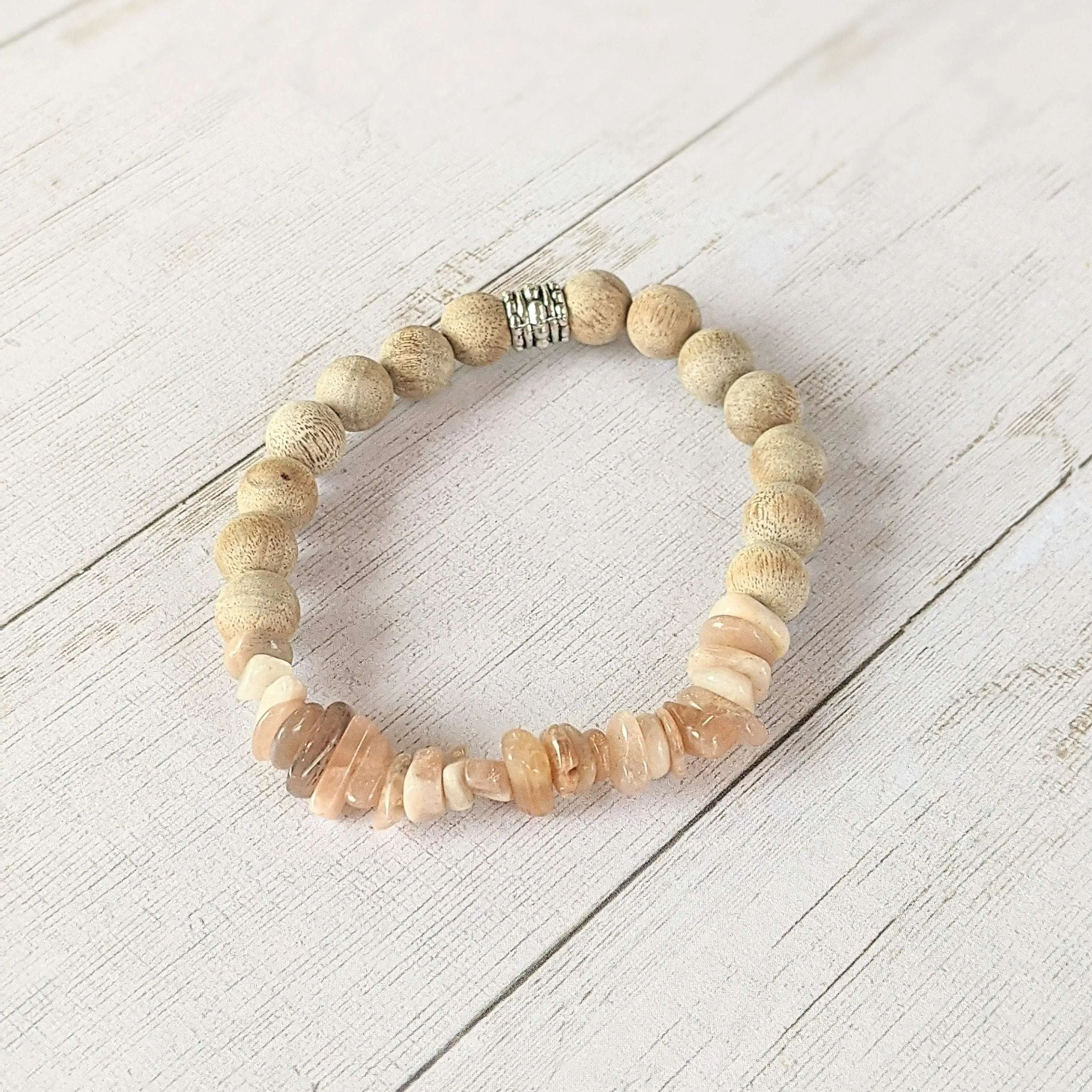 Natural Sunstone Gemstone Chip Diffuser Bracelet- Empowerment Bracelet