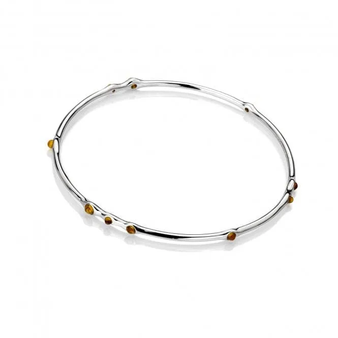 Nettare Genuine Amber Stainless steel Silver Plated Bangle EB077