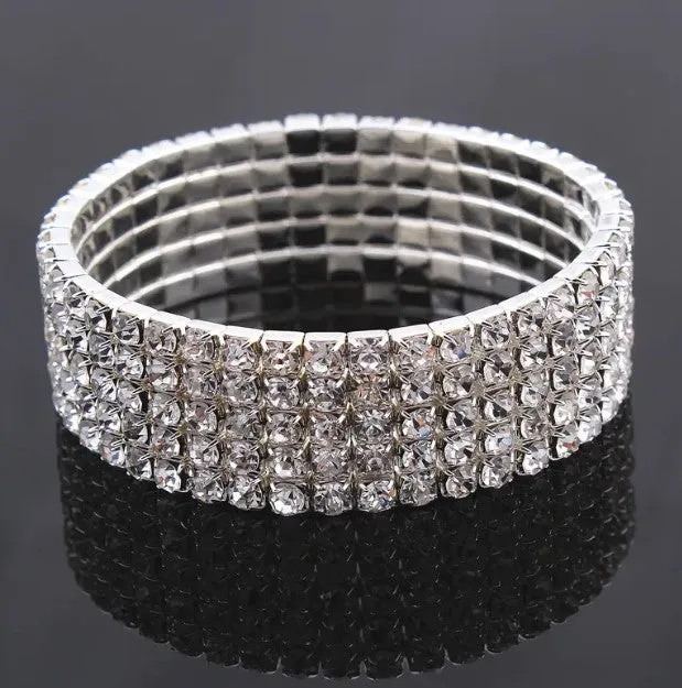 Nicky 10 Rows Rhinestone Stretch Bracelet