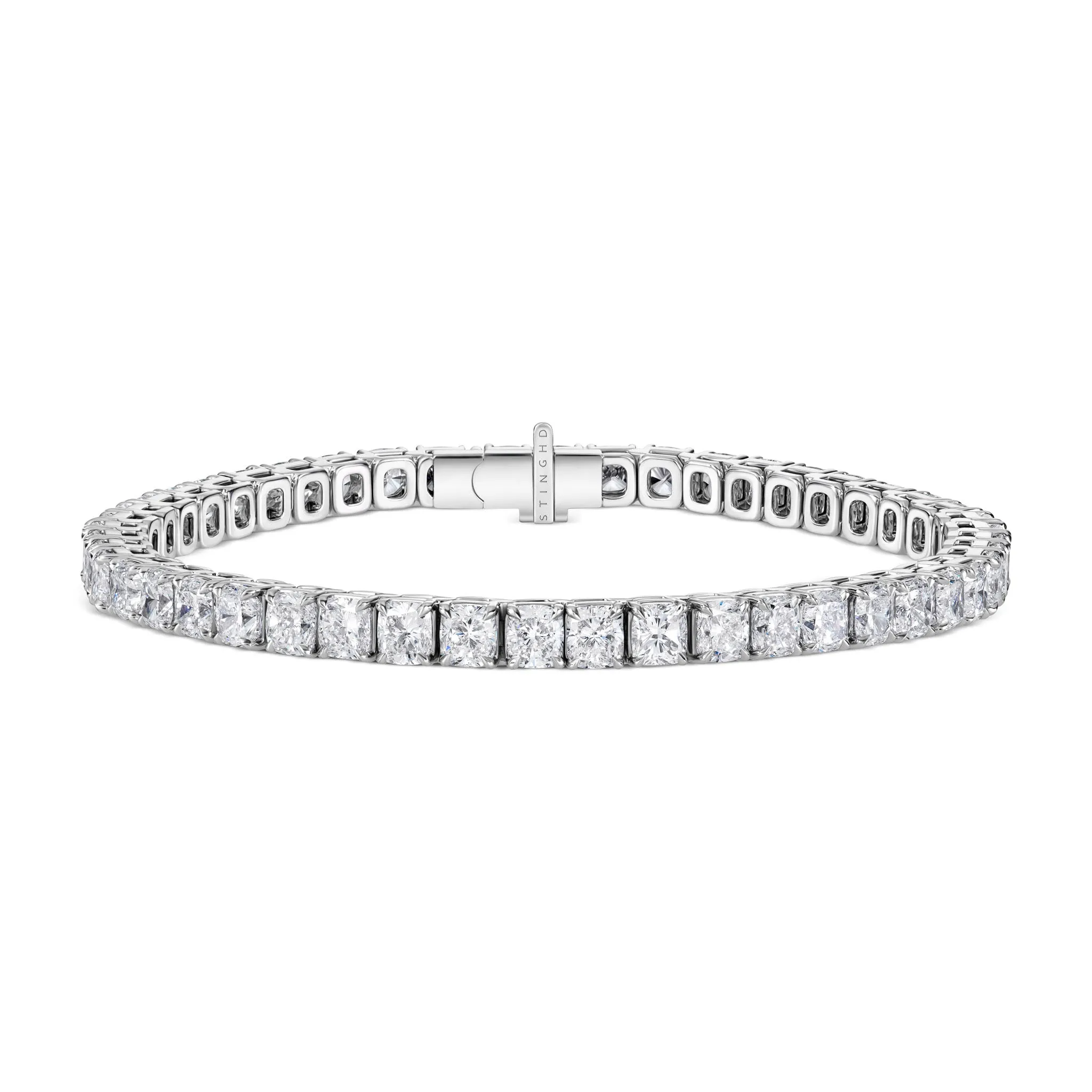 Noble Platinum Cushion-Cut White Diamond Tennis Bracelet