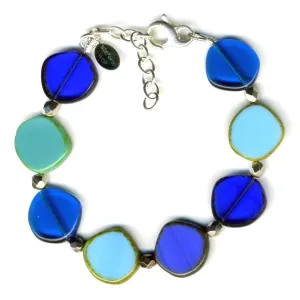 Ocean Blues Mix Small Circle Glass Beaded Bracelet