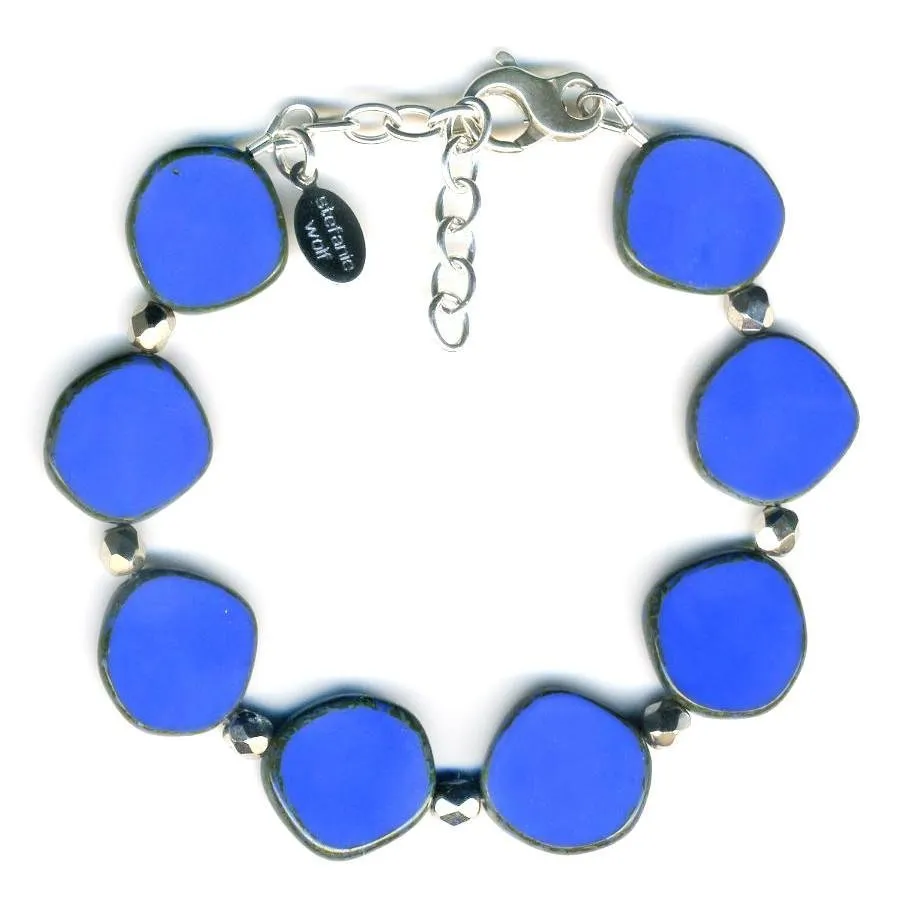 Ocean Blues Mix Small Circle Glass Beaded Bracelet