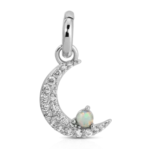 October Opal Birthstone Charm - Moon