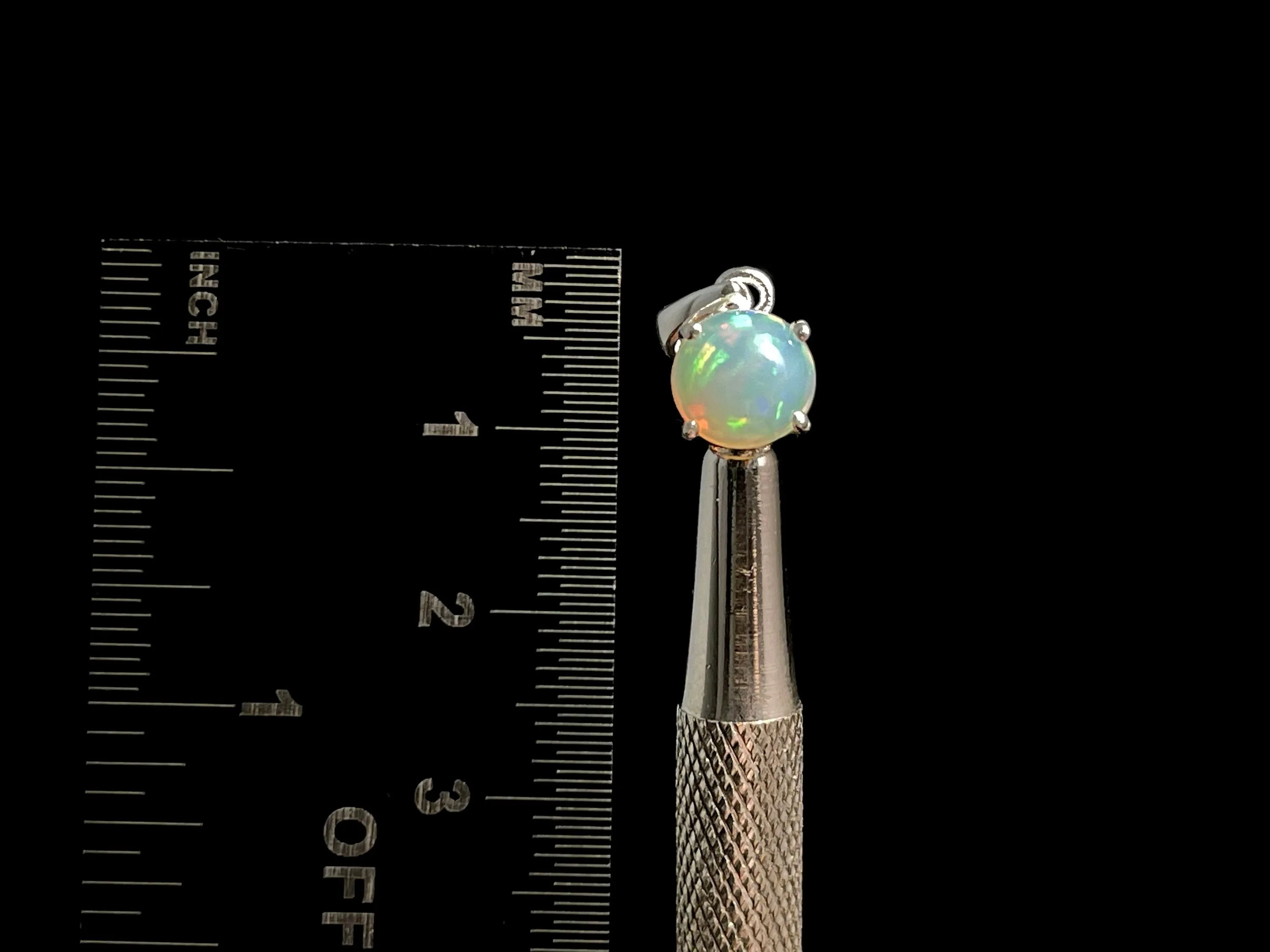 OPAL Pendant - Sterling Silver, 8mm Round Cabochon - Birthstone Jewelry, Opal Cabochon Necklace, Welo Opal, 49022