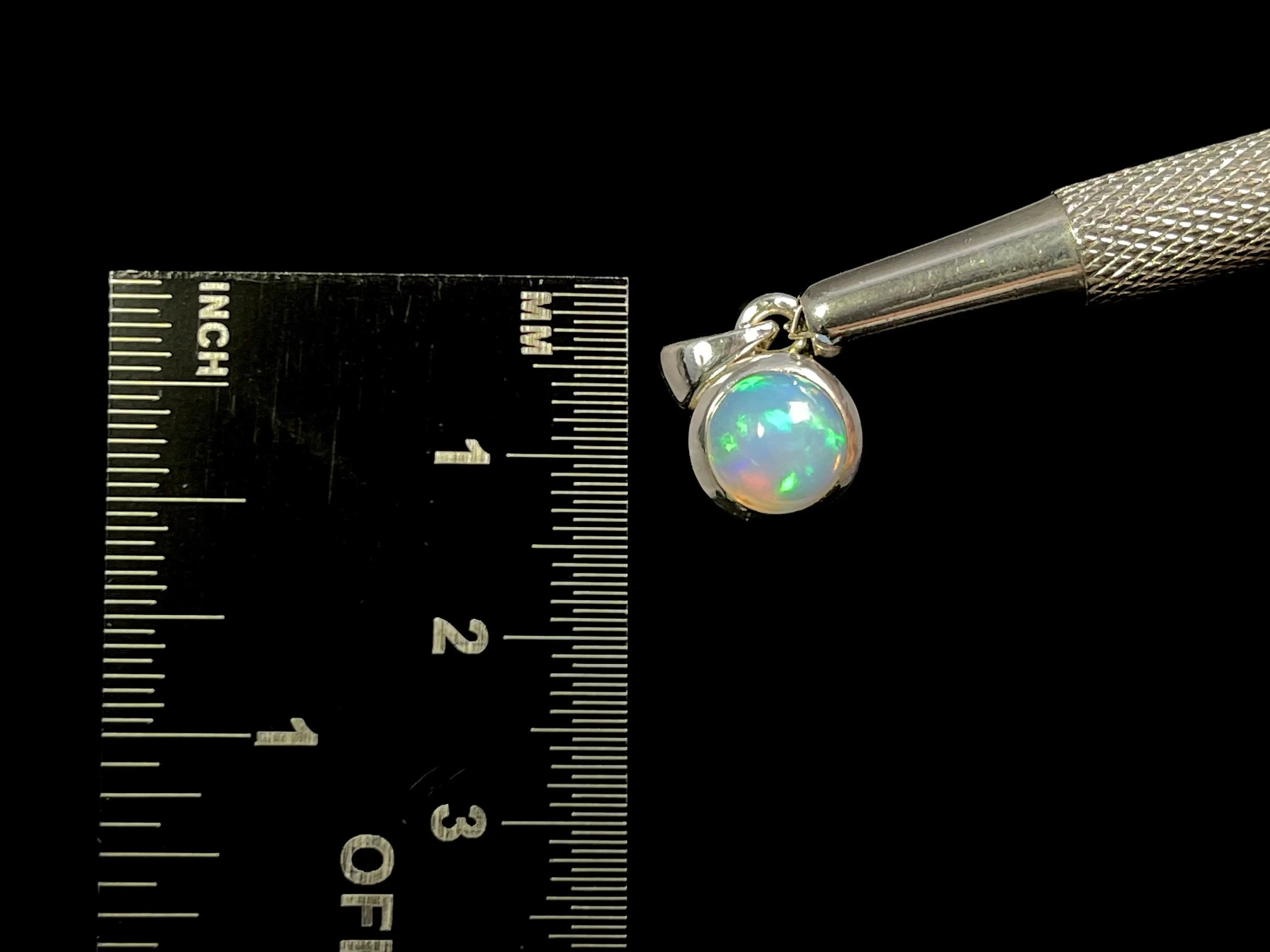 OPAL Pendant - Sterling Silver, 8mm Round Cabochon - Opal Necklace, Birthstone Necklace, Opal Jewelry, Welo Opal, 49101