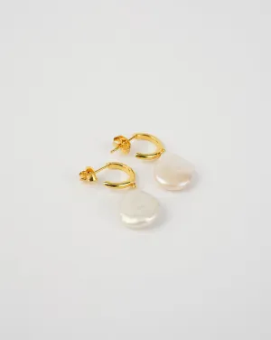 Open Back Flat Pearl Earrings