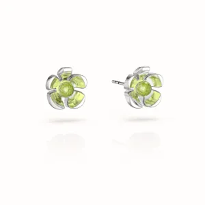 Orchid Garden Small Stud Earrings - Sterling Silver - Peridot