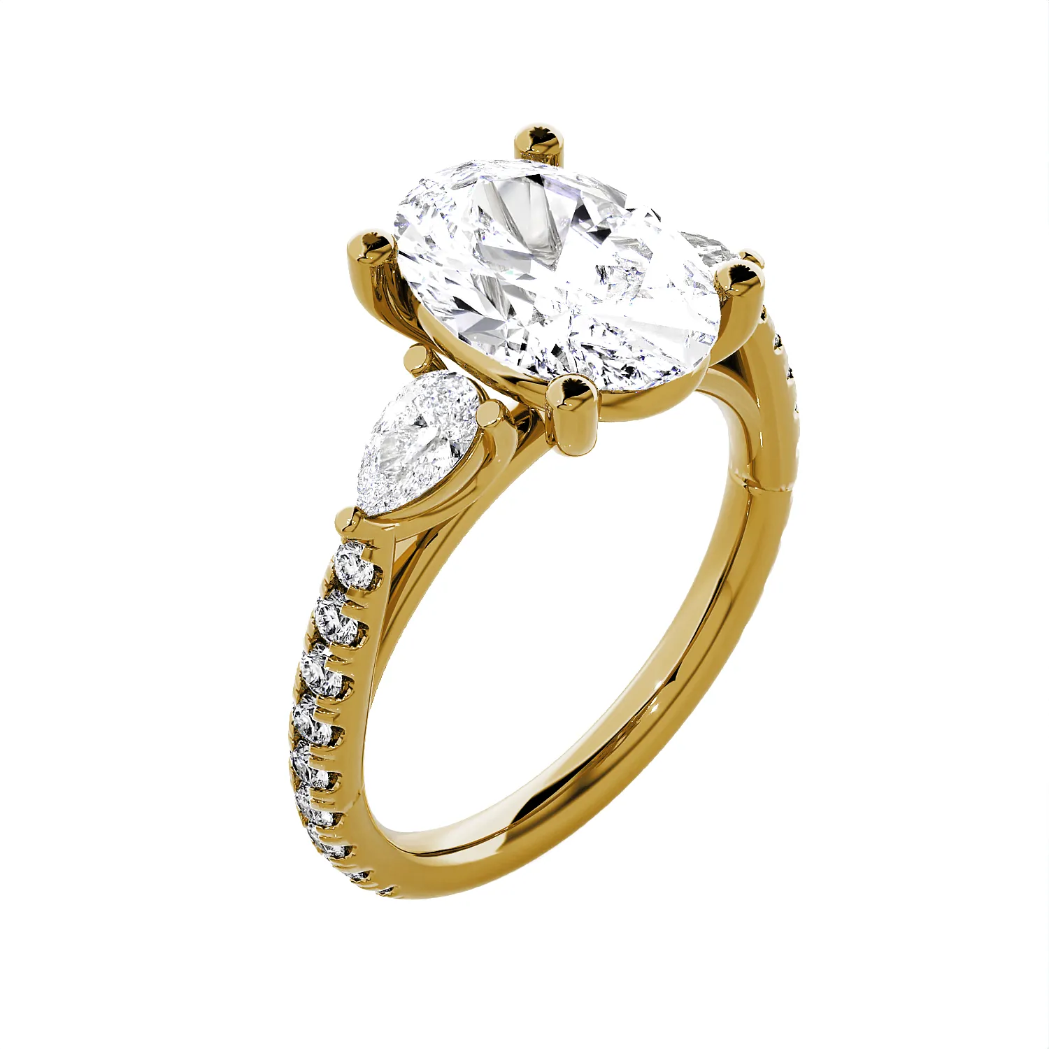 Oval with Pear-Shaped 3 Stone Lab Grown Diamond Ring